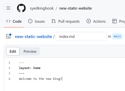 Index page layout